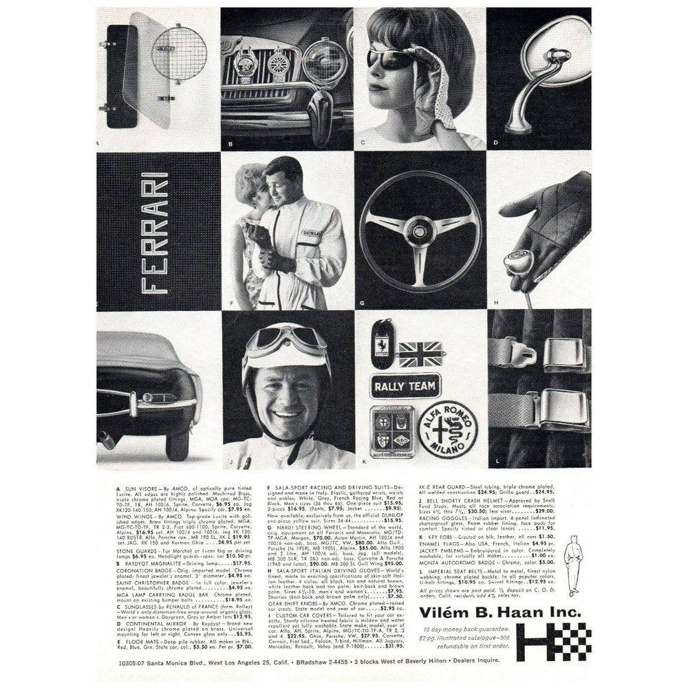 1962 Vilem B Haan Catalag Vintage Print Ad Ferrari Rally Team Alfa Romeo